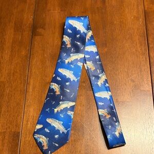 Men's Blue Fish Pattern Tie - Classic Nautical Style